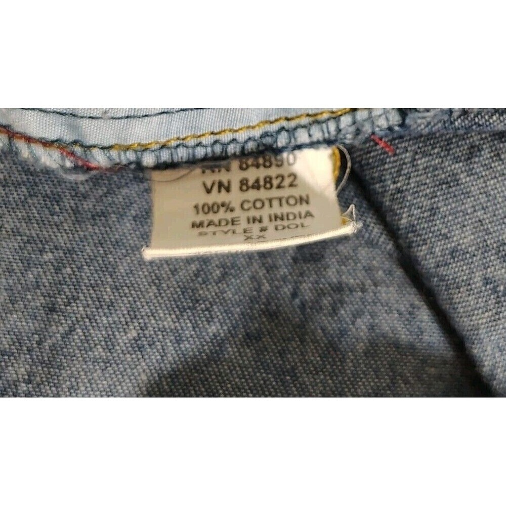 Vintage Embroidered Denim Shirt Jacket Womens 2X Floral Button Front Boho Folk - Picture 9 of 12